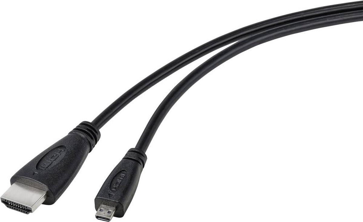 TRU COMPONENTS HDMI-kabel Raspberry Pi [1x HDMI-stekker - 1x HDMI-stekker D micro] 1.80 m Zwart